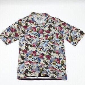 Zara Tropical Floral Men's Short Sleeve Collared Button Down Shirt Size Medium